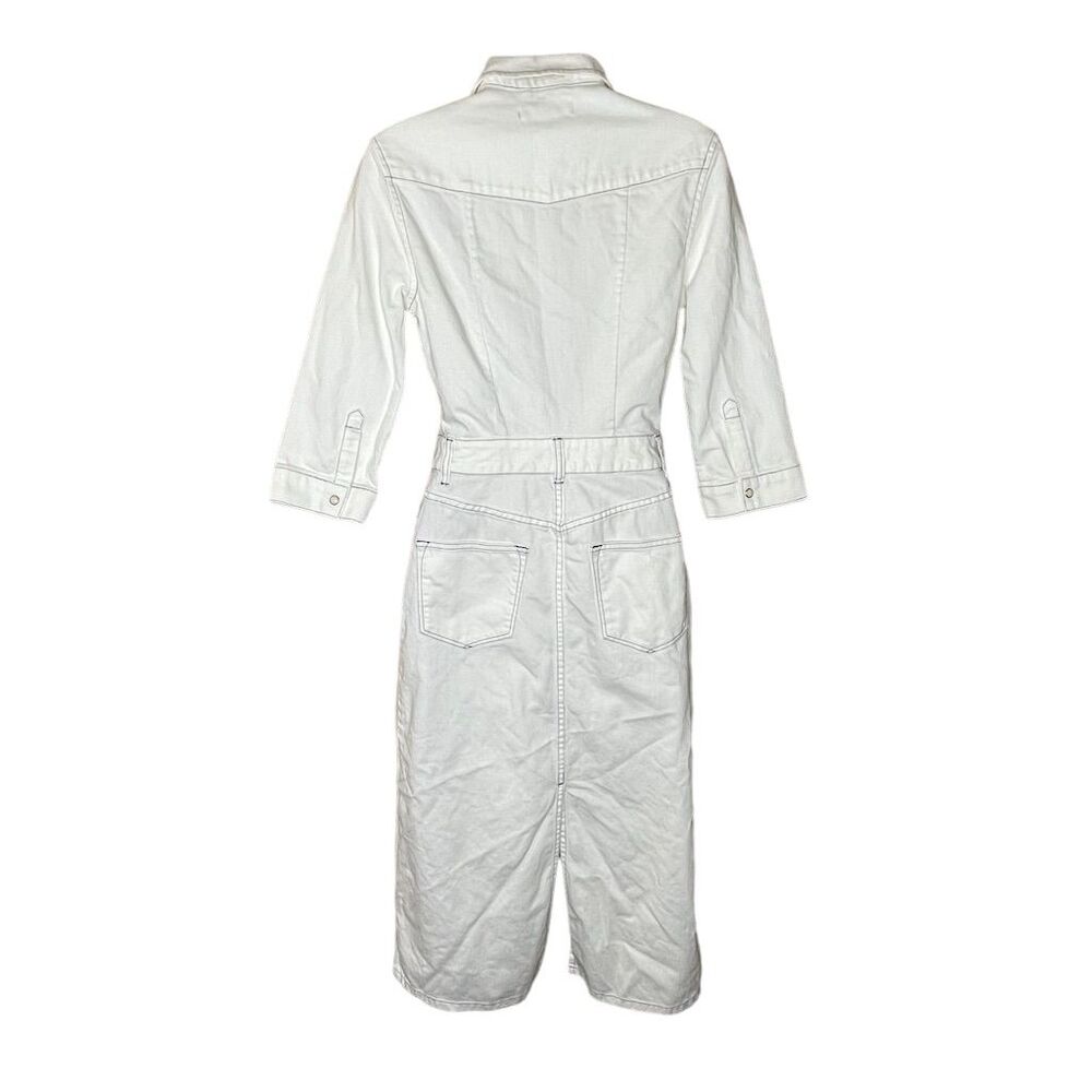 AllSaints Women's White Denim Button-Down Knee Length Dress Size 2 - Picture 2 of 5